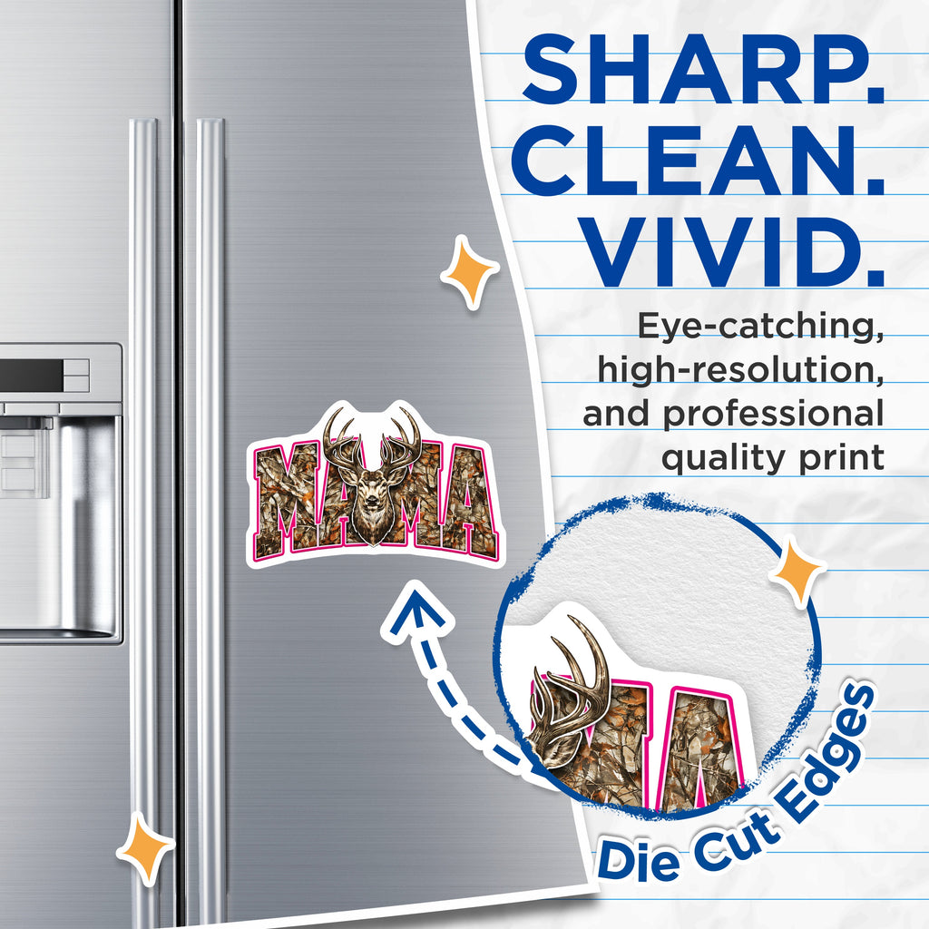 (2 Pack) Camo Mama Magnets - Hunter Mom Refrigerator Decor - Outdoor Loving Mama Auto Accessory - 5 Inches On Longest Side - Thick Durable Magnet - Made in USA - MAG39602