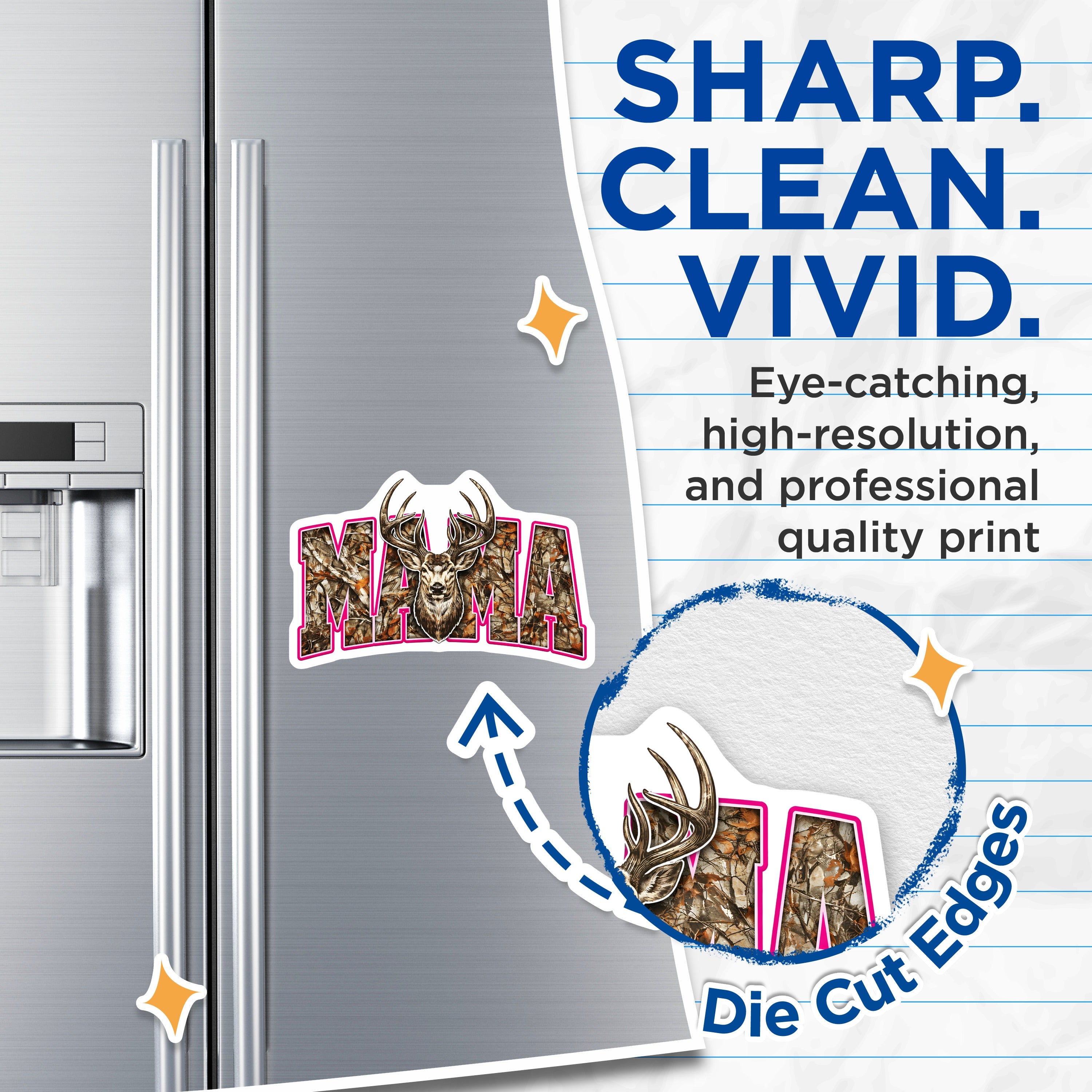 (2 Pack) Camo Mama Magnets - Hunter Mom Refrigerator Decor - Outdoor Loving Mama Auto Accessory - 5 Inches On Longest Side - Thick Durable Magnet - Made in USA - MAG39602