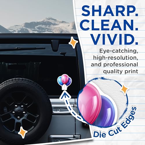 (2 Pack) Colorful Balloon Stickers - Party Decor - Celebration Accessories - 5" On Longest Side - Sticks to Smooth Flat Surfaces - Made in USA - BMCS6882