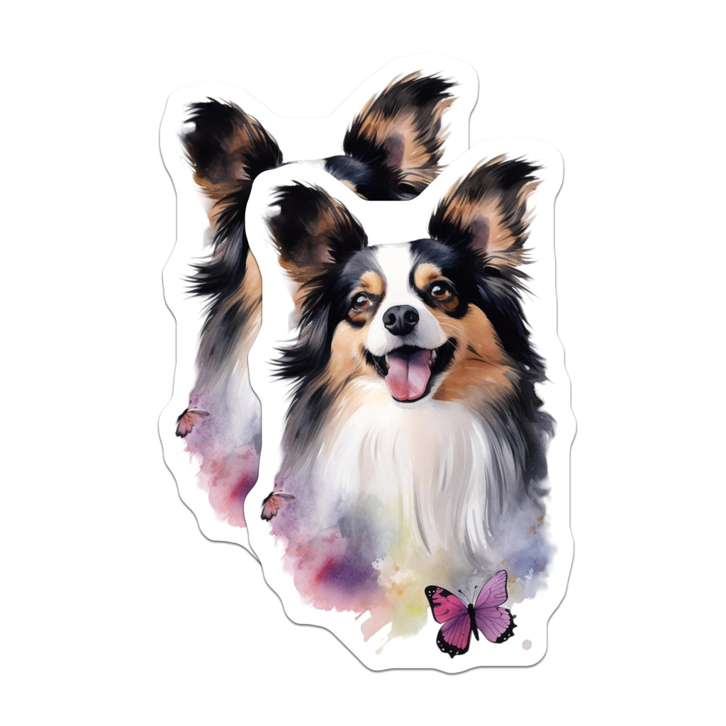 (2 Pack) Papillon Dog Magnets - Happy Watercolor Pet Art - Dog Lover Fridge Decor - 5 Inches On Longest Side - Thick Durable Magnet - Made in USA - MAG28348