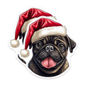 (2 Pack) Pug Christmas Magnets - Santa Hat Dog Decor - Festive Pet Holiday Accessories - 5 Inches On Longest Side - Thick Durable Magnet - Made in USA - MAG30284