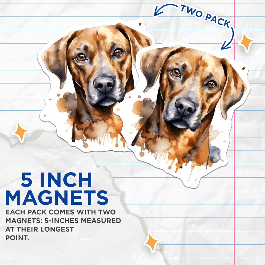 (2 Pack) Rhodesian Ridgeback Magnets - Watercolor Dog Art - Pet Lover Fridge Decor - Dog Mom Dad - 5 Inches On Longest Side - Thick Durable Magnet - Made in USA - MAG29537