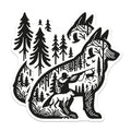 (2 Pack) Wolf Hunter Magnets - Forest Hunting Scene - Wildlife Nature Decor - 5 Inches On Longest Side - Thick Durable Magnet - Made in USA - MAG21481