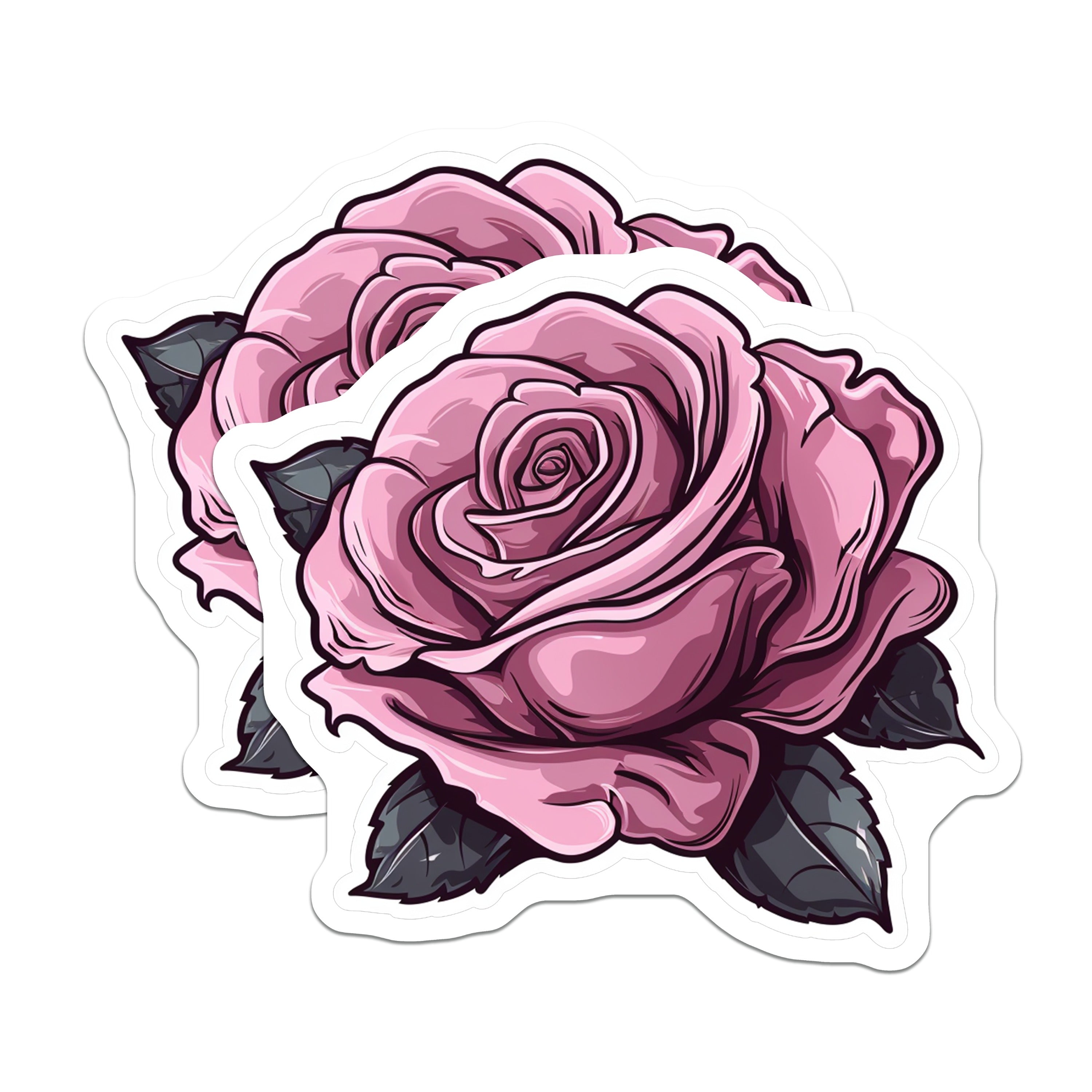 (2 Pack) Pink Rose Magnets - Dark Floral Decor - Gothic Flower Art - Edgy Aesthetic Fridge Magnets - 5 Inches On Longest Side - Thick Durable Magnet - Made in USA - MAG39118