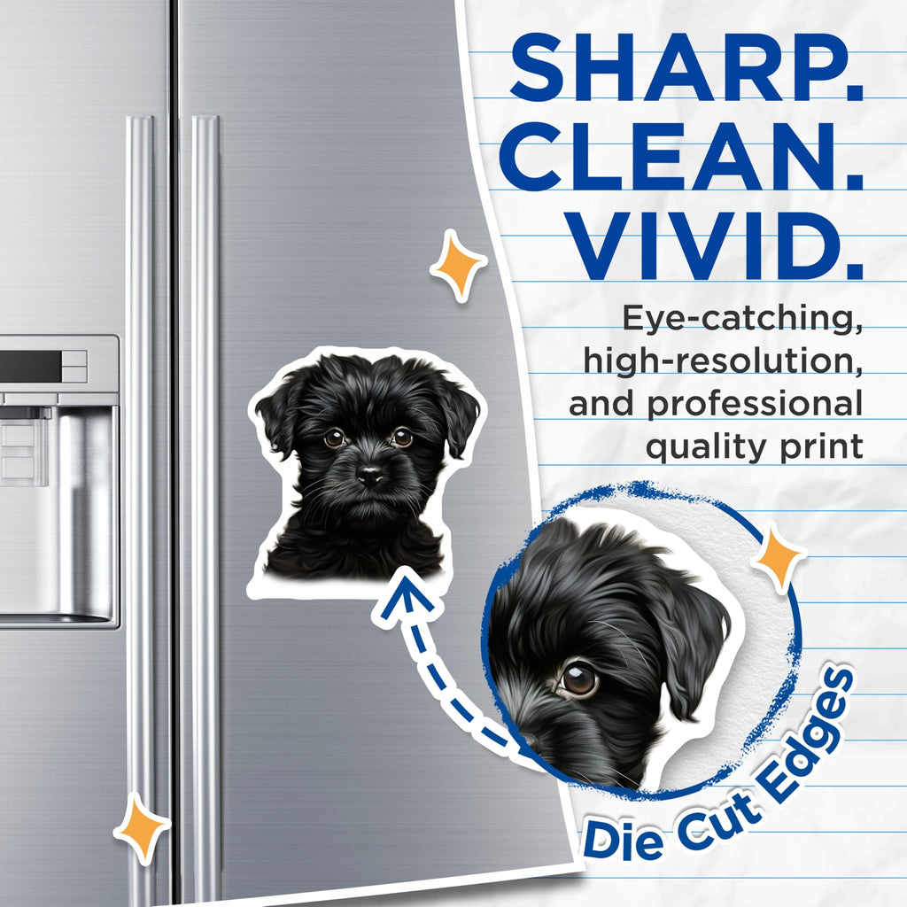 (2 Pack) Black Puppy Magnets - Dog Lover Decor - Pet Parent Kitchen Art - 5 Inches On Longest Side - Thick Durable Magnet - Made in USA - MAG25378