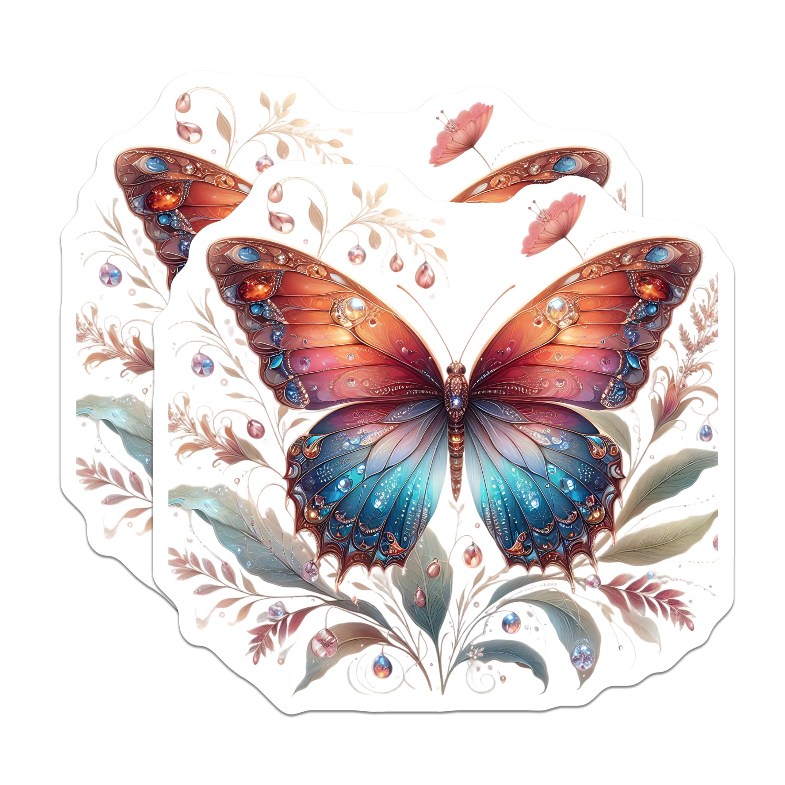 (2 Pack) Butterfly Magnets - Decorative Fridge Magnets - Butterfly Home Decor - 5" On Longest Side - Premium Magnet - for Cars, Refrigerators, Toolboxes, Lockers - Made in USA - MAG14805