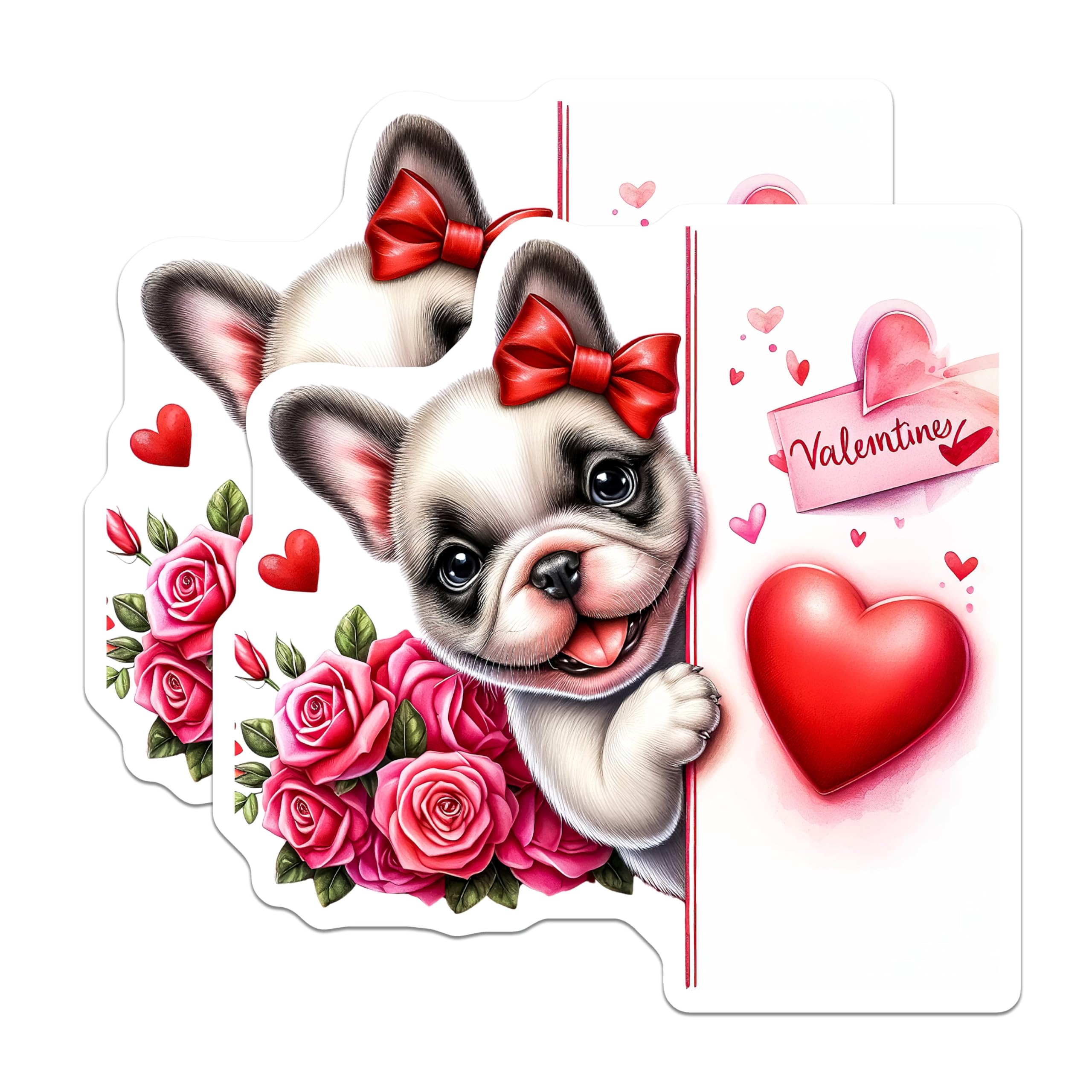 (2 Pack) French Bulldog Magnets - Valentines Dog Decor - Cute Puppy Heart Magnets - 5" On Longest Side - Premium Magnet - for Cars, Refrigerators, Toolboxes, Lockers - Made in USA - MAG14601