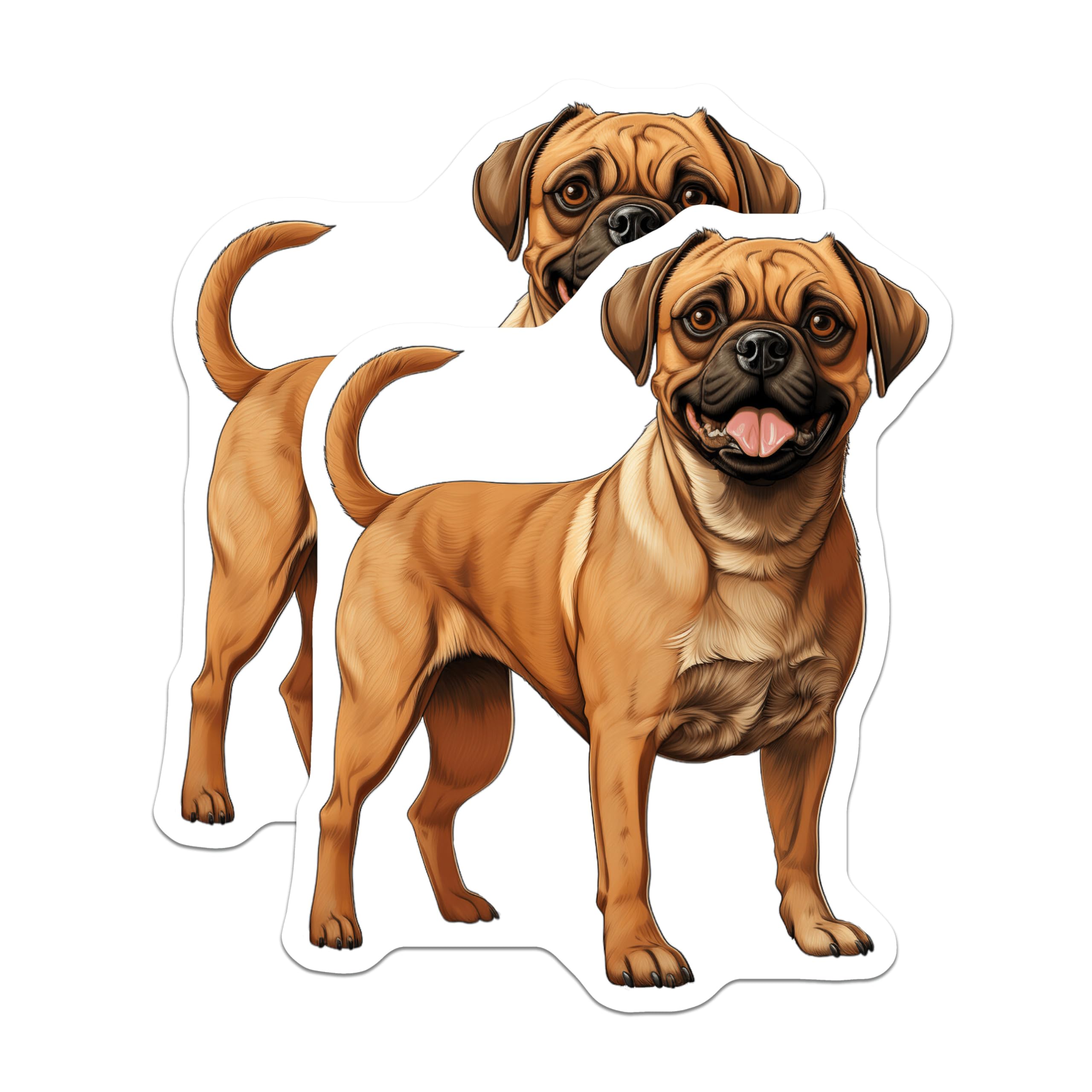 (2 Pack) Puggle Dog Magnets - Cute Pet Breed Art - Animal Lover Refrigerator Decor - Dog Mom Dad Fridge Locker Accessory - 5 Inches On Longest Side - Thick Durable Magnet - Made in USA - MAG26853