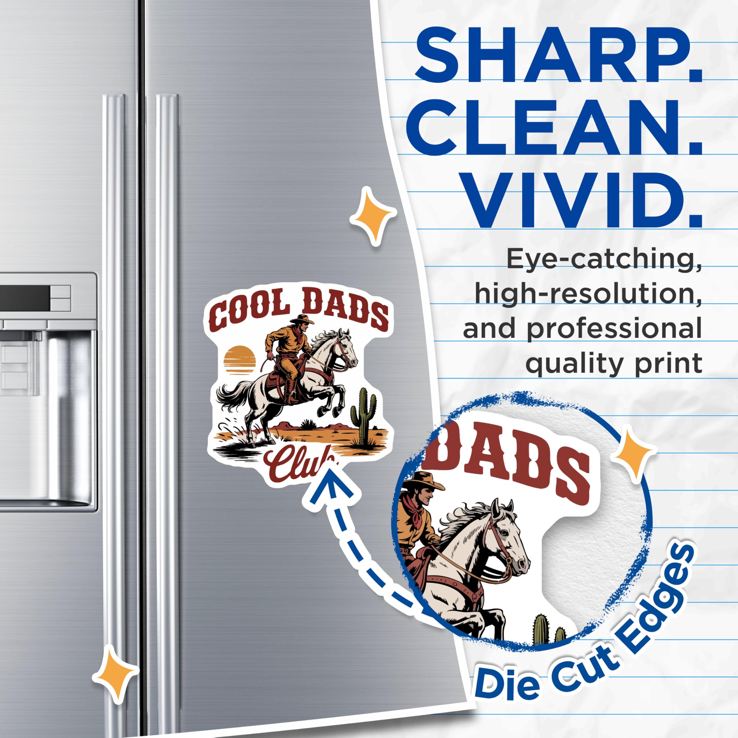 (2 Pack) Cool Dads Club Magnets - Western Cowboy Horse - Father Ranch Decor - 5 Inches On Longest Side - Thick Durable Magnet - Made in USA - MAG22788