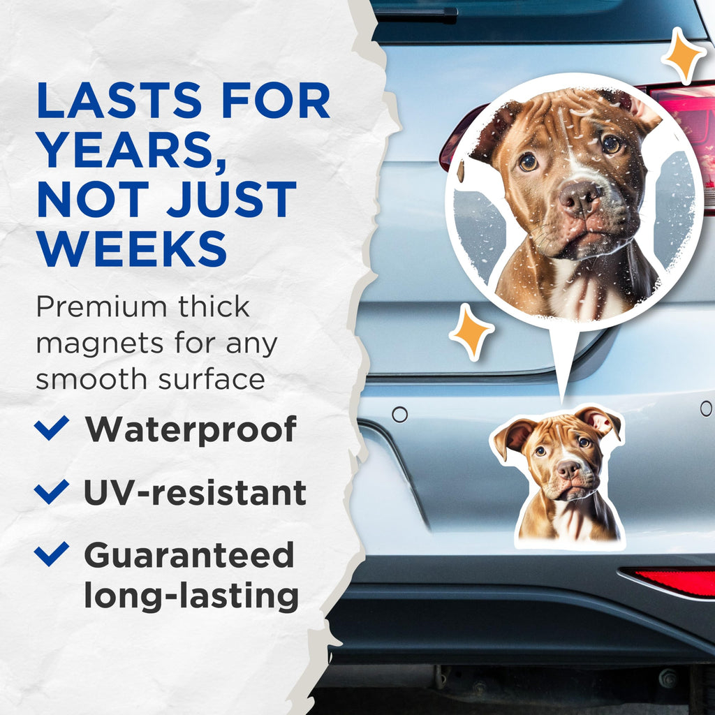 (2 Pack) Pitbull Puppy Magnets - Cute Dog Lover Decor - Pet Parent Refrigerator Art - 5 Inches On Longest Side - Thick Durable Magnet - Made in USA - MAG26331
