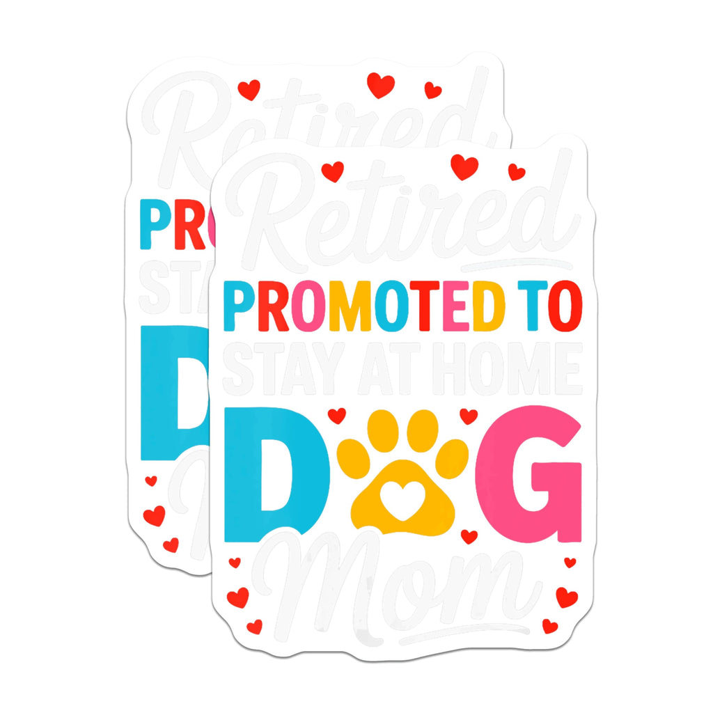 (2 Pack) Retired Dog Mom Magnets - Promoted Stay At Home - Dog Lover Pet Owner - Fur Mama Canine Enthusiast - New Chapter - 5 Inches On Longest Side - Thick Durable Magnet - Made in USA - MAG23528