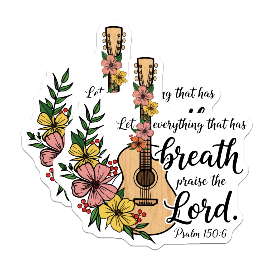 (2 Pack) Christian Guitar Magnets - Psalm 150-6 - Religious Fridge Decors - 5" On Longest Side - Premium Magnet - for Cars, Refrigerators, Toolboxes, Lockers - Made in USA - MAG16253