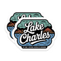 (2 Pack) Lake Charles Stickers - Louisiana Travel Sticker - Festival Capital Decor - 5" On Longest Side - Sticks to Smooth Flat Surfaces - Made in USA - BMCS18499