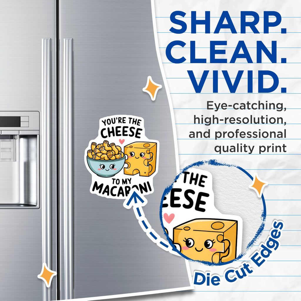 (2 Pack) Cheese to My Macaroni Magnets - Cute Kitchen - Refrigerator Magnets - Happy Food Magnets - 5" On Longest Side - for Cars, Fridges, Toolboxes - Made in USA - MAG3641