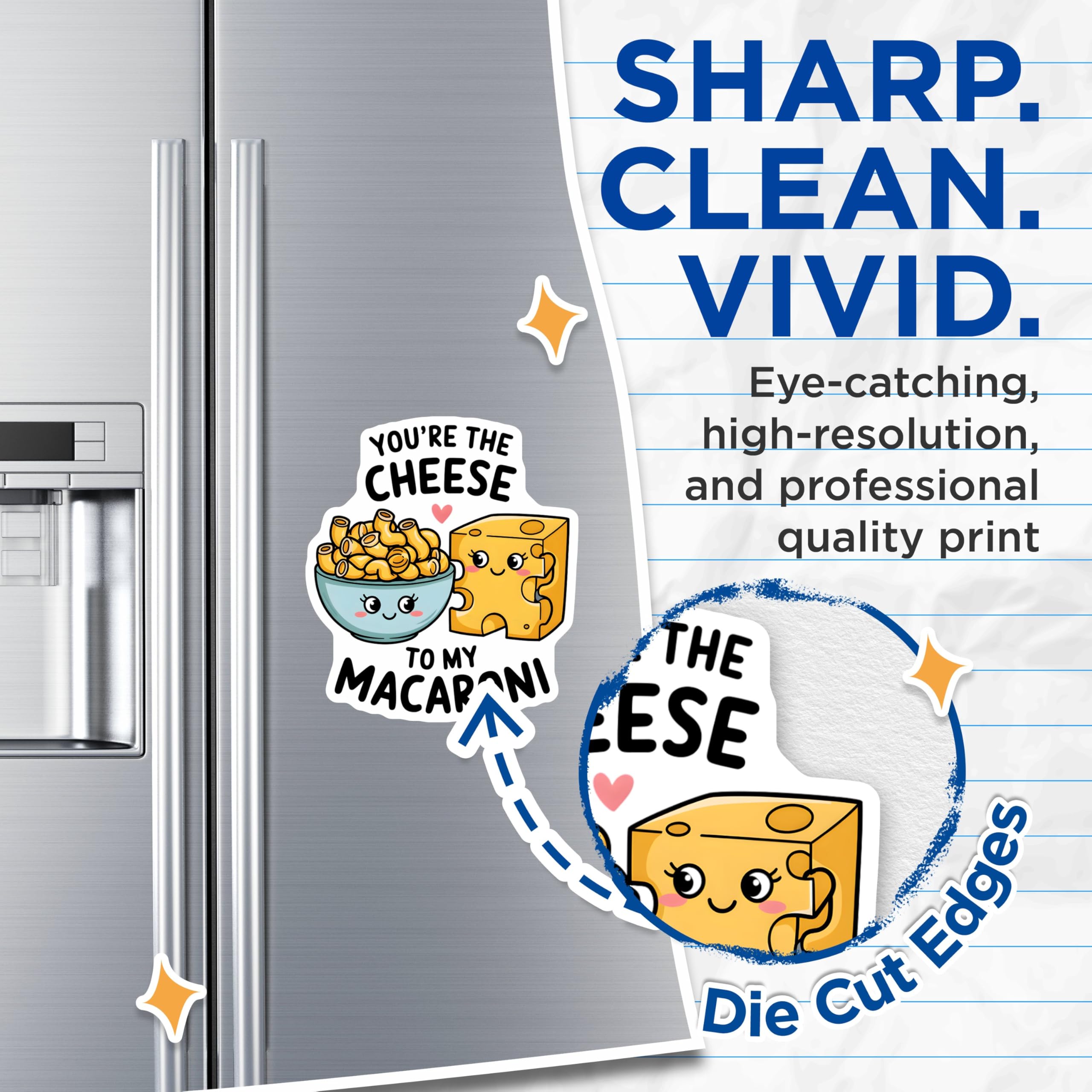 (2 Pack) Cheese to My Macaroni Magnets - Cute Kitchen - Refrigerator Magnets - Happy Food Magnets - 5" On Longest Side - for Cars, Fridges, Toolboxes - Made in USA - MAG3641