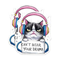 (2 Pack) Grumpy Cat Stickers - Funny Cat Sticker - Can't Hear Your Drama Sticker - 5" On Longest Side - Sticks to Smooth Flat Surfaces - Made in USA - BMCS8626
