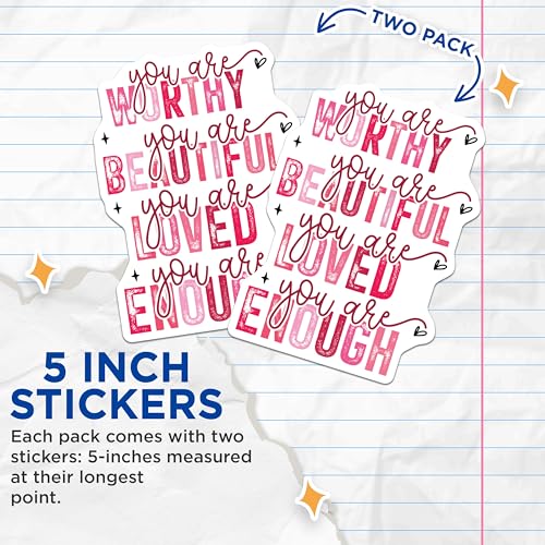 (2 Pack) Motivational Quote Stickers - Inspirational Phrase Stickers - Uplifting Words Stickers - 5" On Longest Side - Sticks to Any Smooth Flat Surface - Made in USA - BMCS3095
