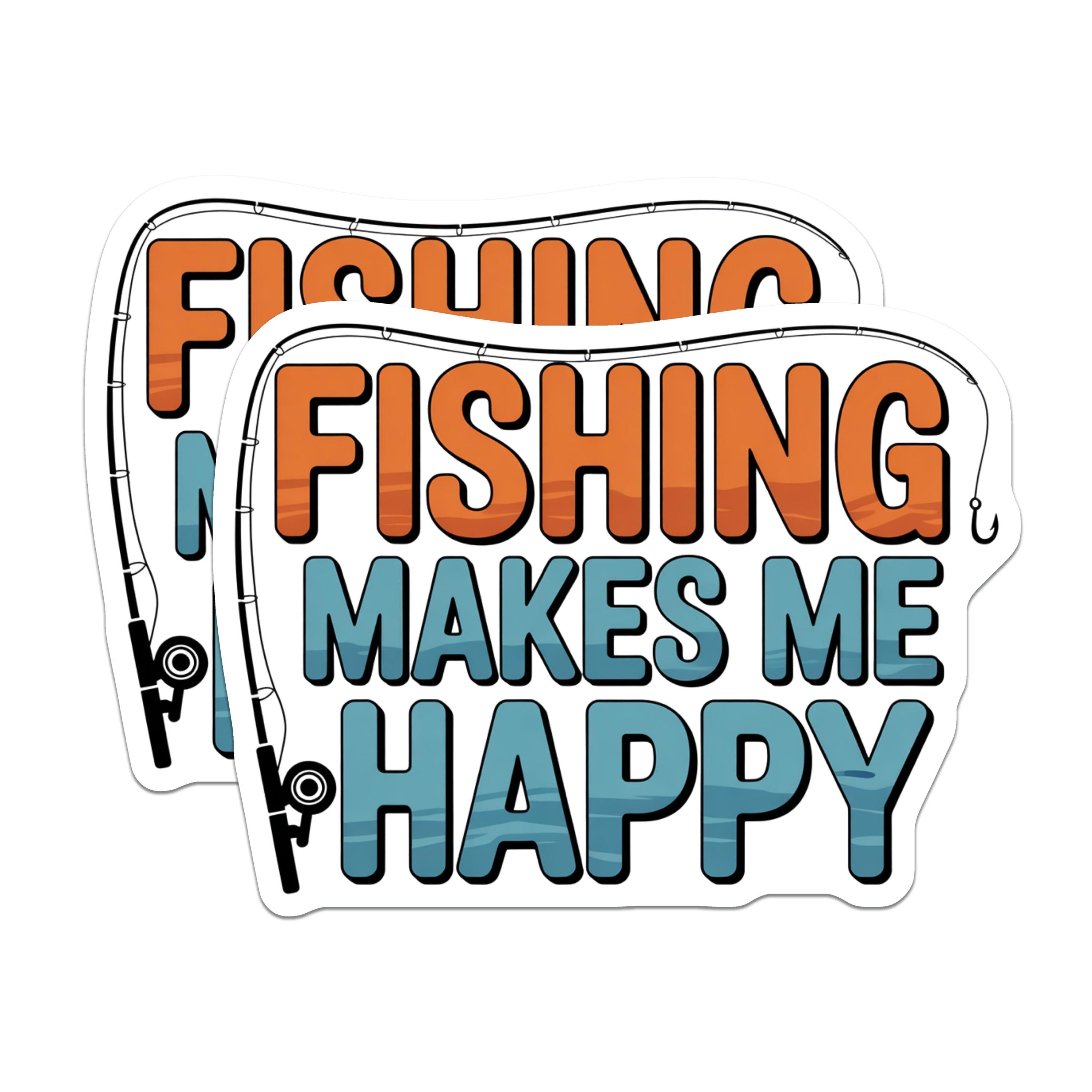 (2 Pack) Fishing Lover Magnets - Happy Angler Decal - Outdoorsman Hobby Home Decor - 5 Inches On Longest Side - Thick Durable Magnet - Made in USA - MAG38425