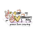 (2 Pack) Peace Love Sewing Magnets - Seamstress Hobby Decor - Creative Craft Room Accessory - 5 Inches On Longest Side - Thick Durable Magnet - Made in USA - MAG39787
