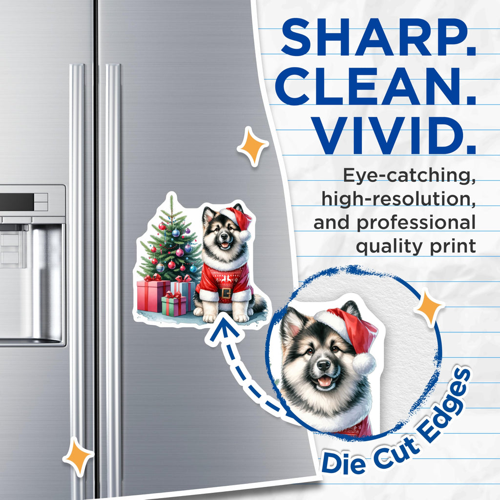 (2 Pack) Christmas Dog Magnets - Santa Puppy Decor - Holiday Pet Lover Fridge Art - 5 Inches On Longest Side - Thick Durable Magnet - Made in USA - MAG25908