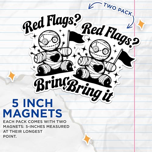 (2 Pack) Red Flags Voodoo Doll Magnets - Bring It Funny Magnets - Red Flags Humorous Magnets- 5" On Longest Side - for Fridges, Toolboxes, Cars - Made in USA - MAG2862