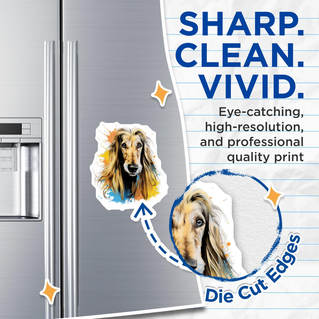 (2 Pack) Afghan Hound Magnets - Dog Lover Decor - Artistic Pet Portrait Animal Art - 5 Inches On Longest Side - Thick Durable Magnet - Made in USA - MAG25578
