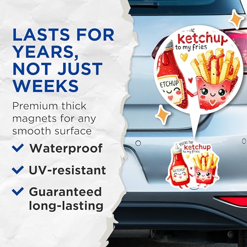 (2 Pack) Cute Food Magnet - Ketchup and Fries - Funny Kitchen Decor - 5" On Longest Side - for Cars, Refrigerators, Toolboxes, Lockers - Made in USA BMCS3515
