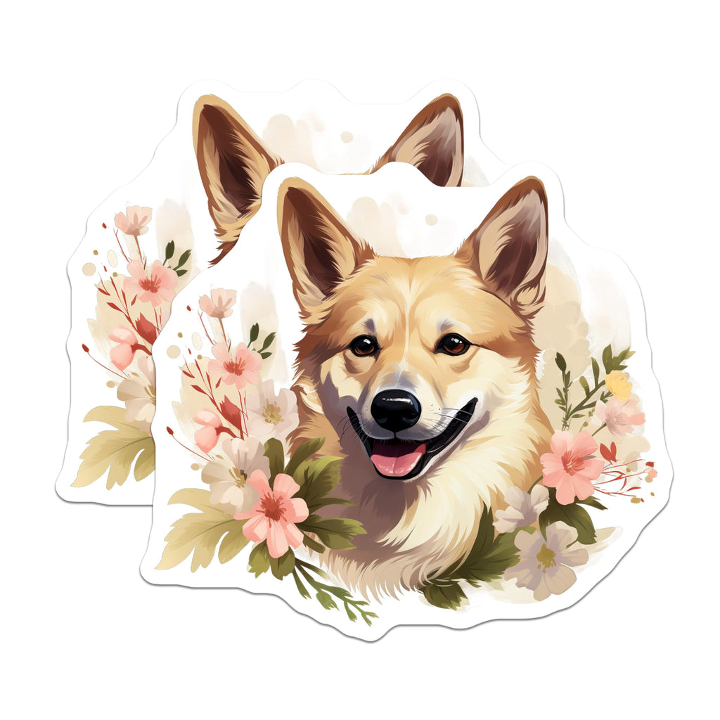 (2 Pack) Floral Corgi Magnets - Cute Dog Lover Decor - Whimsical Pet Refrigerator Art - 5 Inches On Longest Side - Thick Durable Magnet - Made in USA - MAG29934