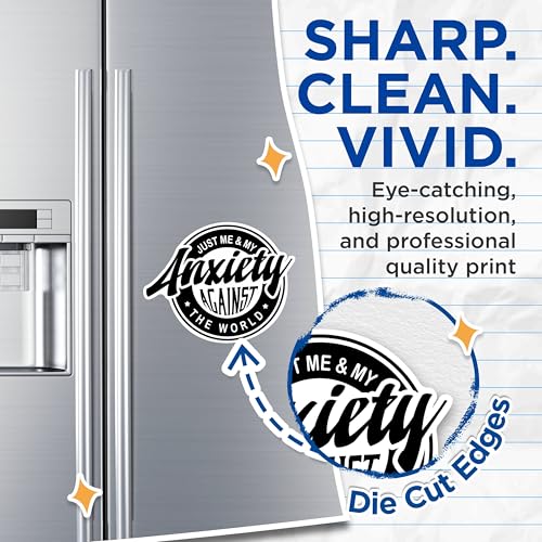 (2 Packs) Just Me and My Anxiety Against The World Magnets - Funny Social Anxiety Magnets - 5 Inches On Longest Side - Premium Magnet - for Fridges, Toolboxes, Cars - Made in USA - MAG2491