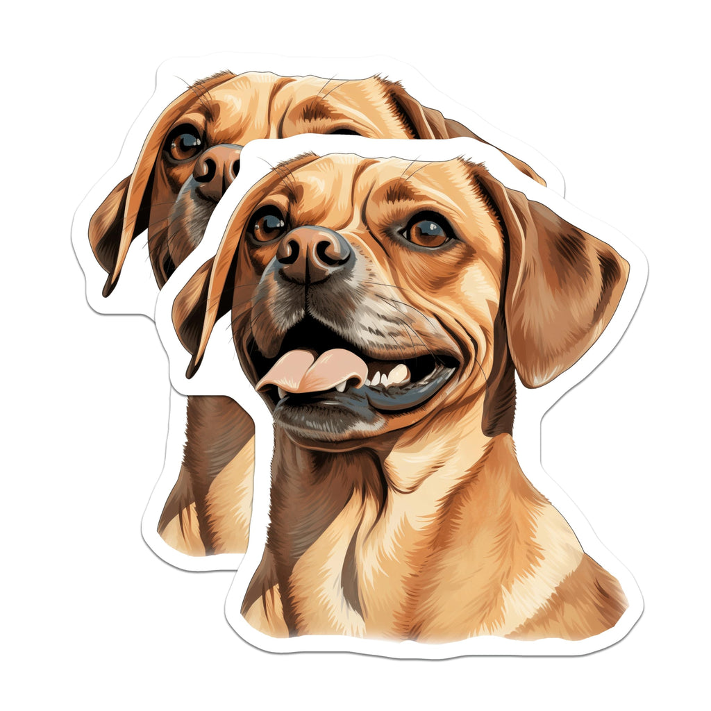 (2 Pack) Puggle Dog Magnets - Cute Happy Dog Art - Pet Lover Refrigerator Decor - Dog Mom Accessories - 5 Inches On Longest Side - Thick Durable Magnet - Made in USA - MAG27437