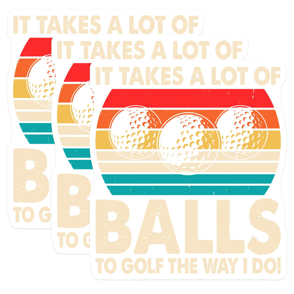 (3 Pack) Funny Golf Decals - Golfing Balls - Retro Golf Laptop Decal - 3 Inches On Longest Side - Easy Peel & Apply - Made in USA - 3MCS2466