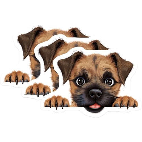 (3 Pack) Border Terrier Decals - Puppy Dog Stickers - Laptop Decor - 3 Inches On Longest Side - Easy Peel & Apply - Made in USA - 3MCS8645