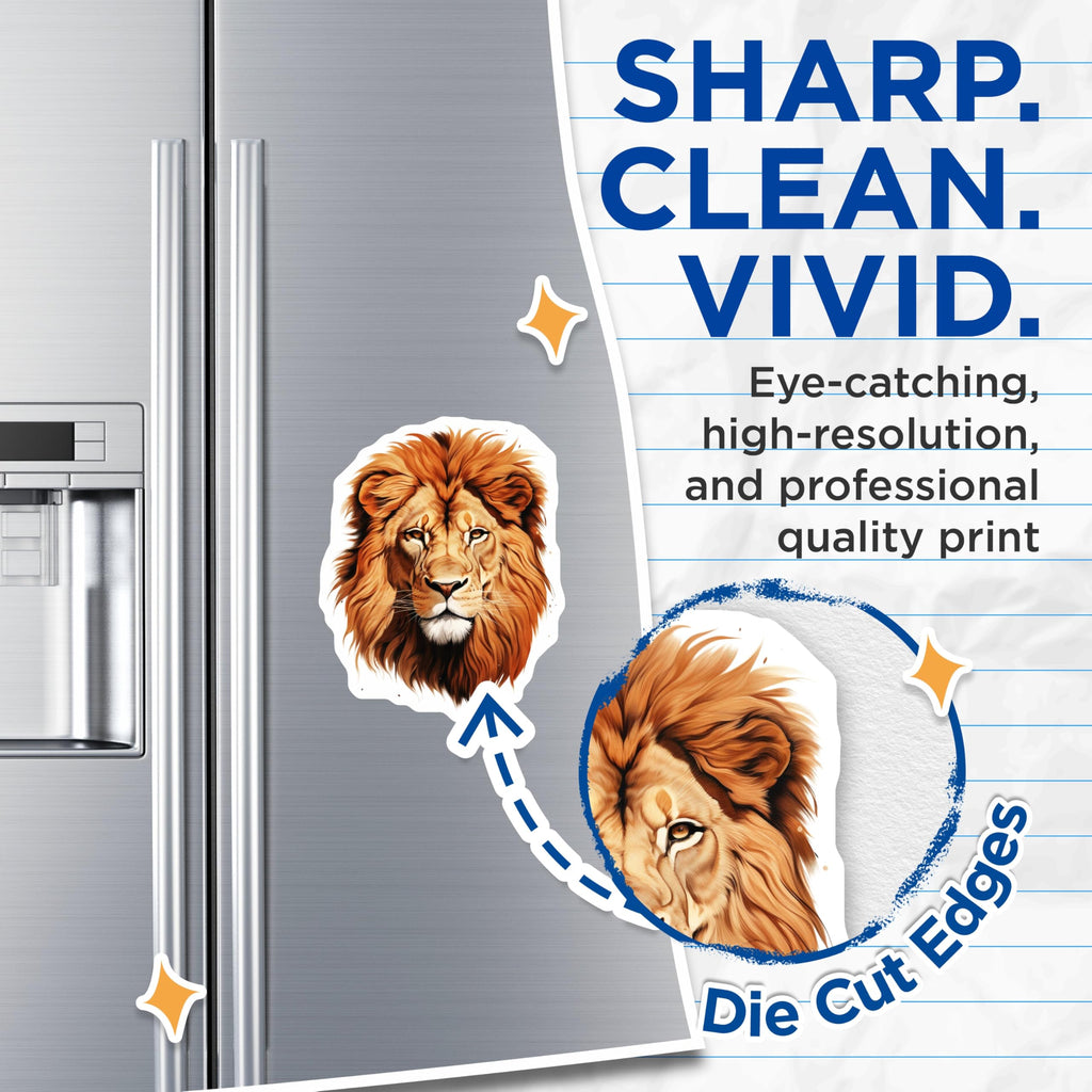 (2 Pack) Lion Head Magnets - Animal Lover Decor - Safari Jungle Theme Gift - 5" On Longest Side - Premium Magnet - for Cars, Refrigerators, Toolboxes, Lockers - Made in USA - MAG14314