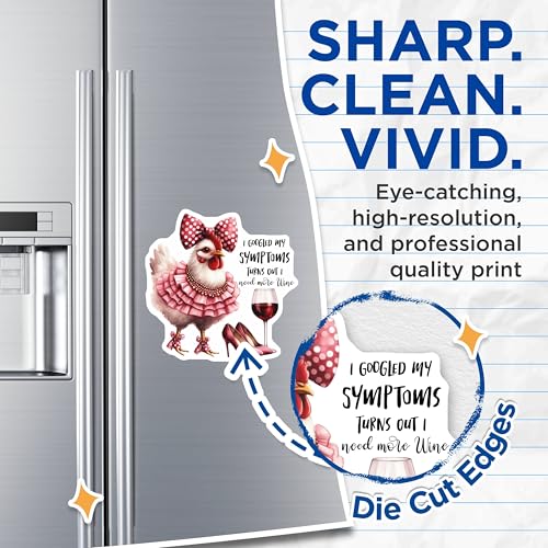 (2 Pack) Chicken Wine Magnets - Funny Quotes - Novelty Chicken - Kitchen Refrigerator Magnets - 5" On Longest Side - for Cars, Fridges, Toolboxes - Made in USA - MAG4505