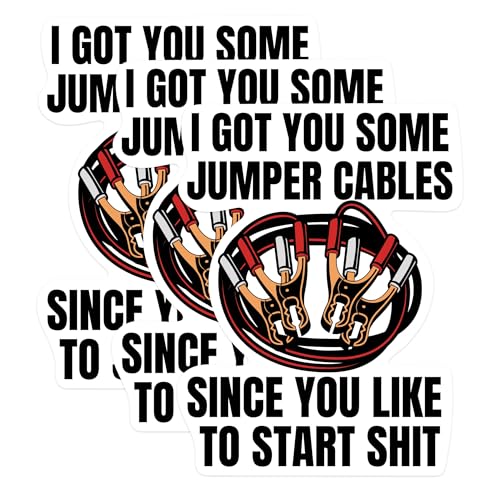 (3 Pack) Jumper Cables Decals - Funny Sarcastic Stickers - Laptop Car Decal - 3 Inches On Longest Side - Easy Peel & Apply - Made in USA - 3MCS0526