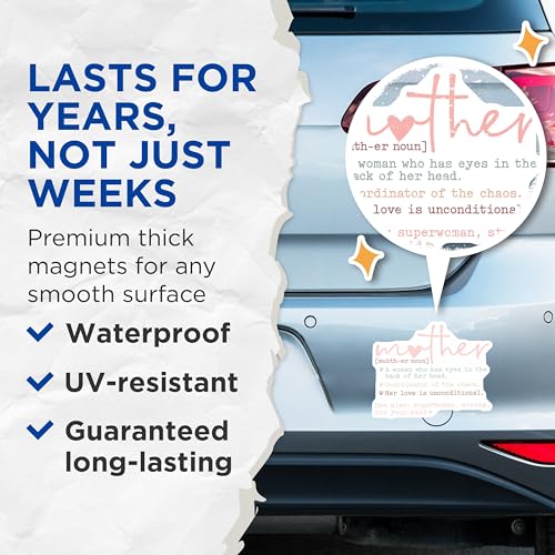 (2 Pack) Mother Definition Magnets - Dictionary Definition - Funny Home Magnet - Inspirational Quote - 5" On Longest Side - for Cars, Fridges, Toolboxes - Made in USA - MAG7056