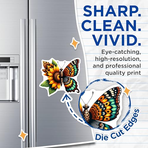 (2 Pack) Butterfly Flower Art Magnets - 5" On Longest Side - for Cars, Fridges, Toolboxes - Made in USA - MAG7976