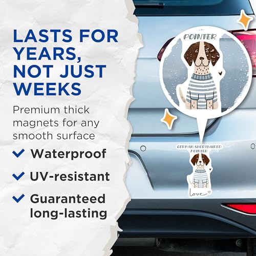 (2 Pack) German Shorthaired Pointer Magnets - Cute Dog Magnets - Animal Fridge Magnets - Puppy Pet Magnets - 5" On Longest Side - for Cars, Fridges, Toolboxes - Made in USA - MAG7301