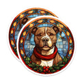 (2 Pack) Pitbull Christmas Stained Glass Magnets - Holiday Dog Decor - Pet Lover Accessory - 5 Inches On Longest Side - Thick Durable Magnet - Made in USA - MAG25045