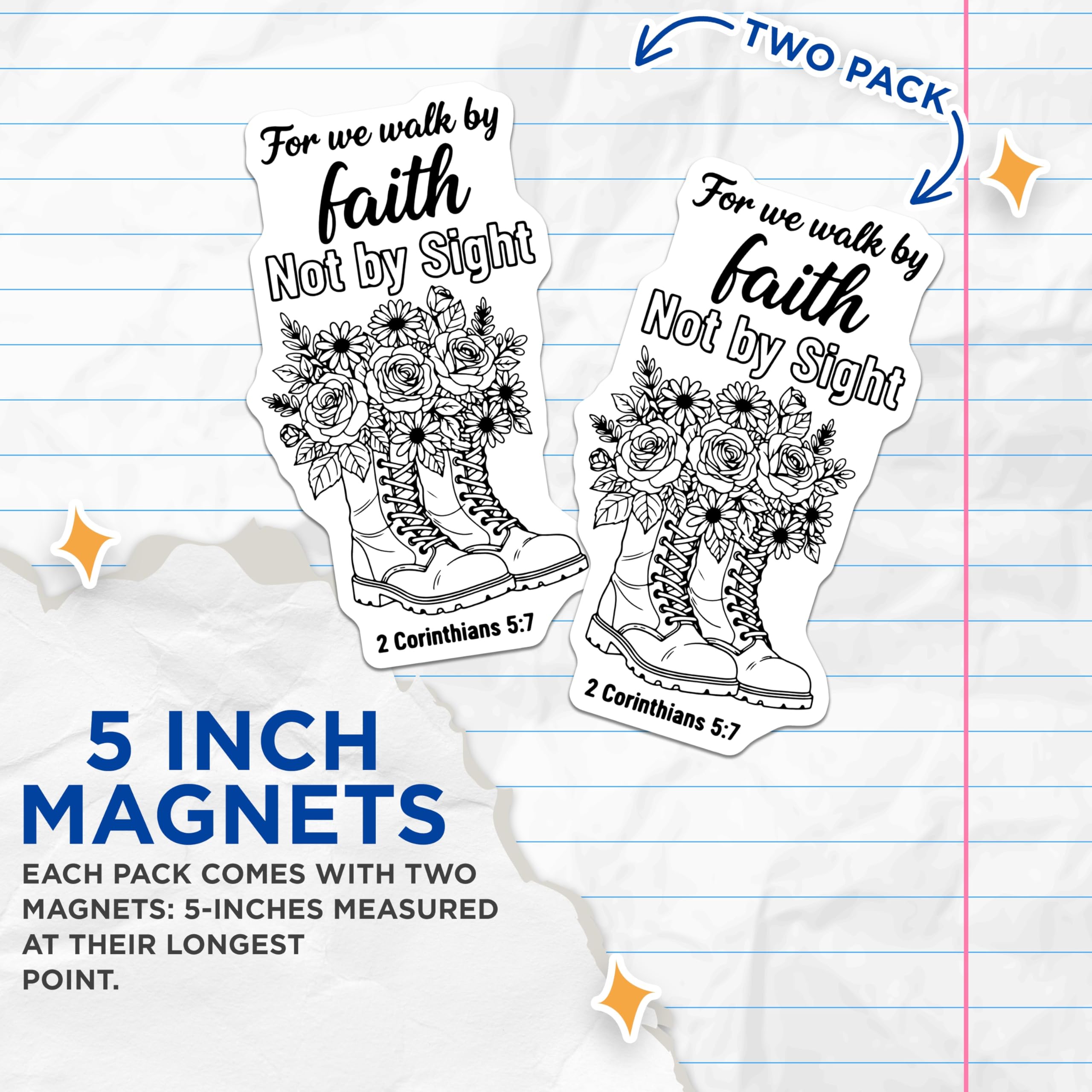 (2 Pack) Bible Verse Magnets - Boots Floral Design - Christian Refrigerator Decor - 5" On Longest Side - Premium Magnet - for Cars, Refrigerators, Toolboxes, Lockers - Made in USA - MAG14928