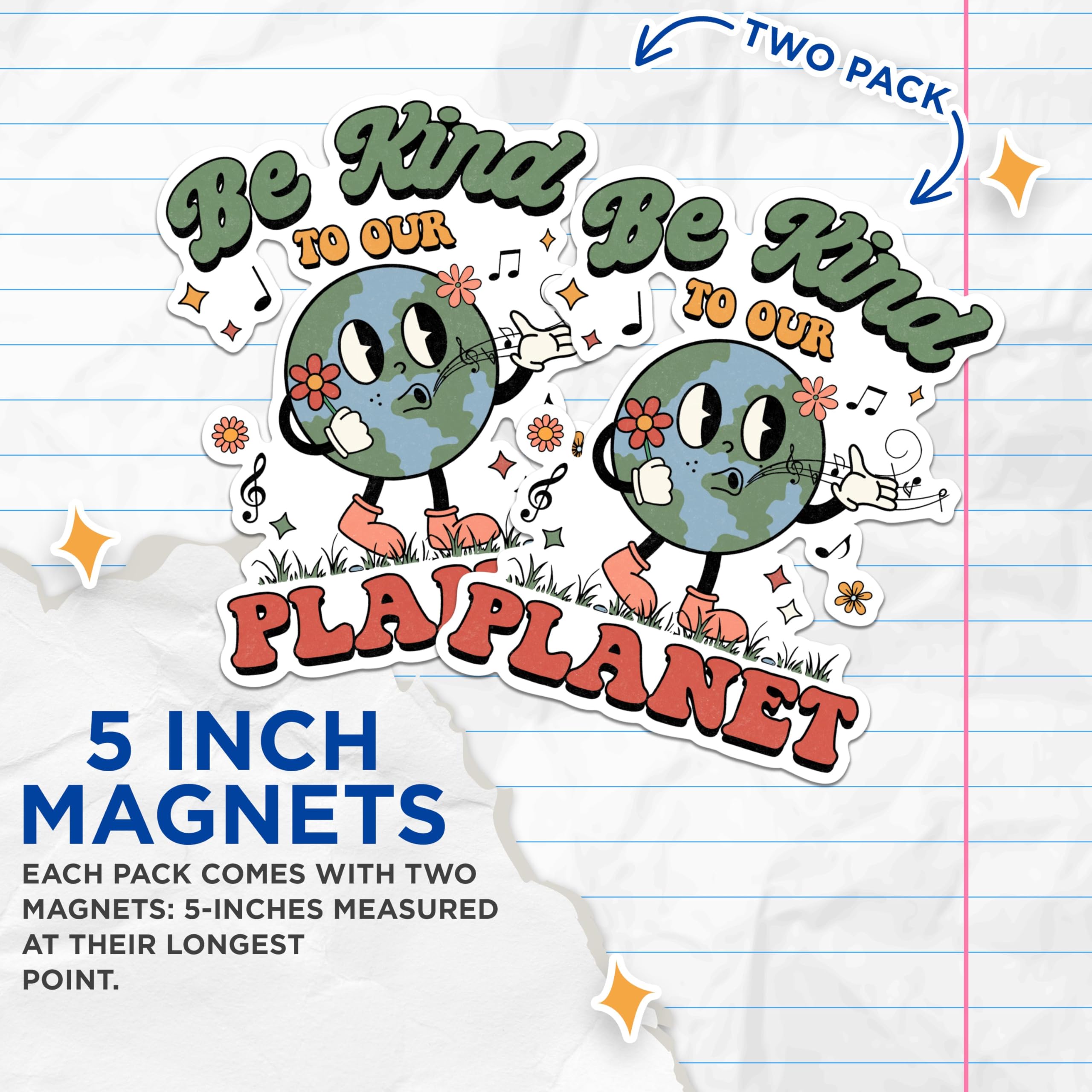 (2 Pack) Be Kind to Our Planet Magnets - Earth Friendly Magnets - Eco Awareness Magnets- 5" On Longest Side - for Fridges, Toolboxes, Cars - Made in USA - MAG2851