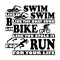 (2 Packs) Swim Like The Boat Sunk Stickers - Funny Fitness Working Out Decals - 5 Inches On Longest Side - Premium Vinyl Decal - Sticks to Any Smooth Flat Surface - Made in USA - BMCS2473