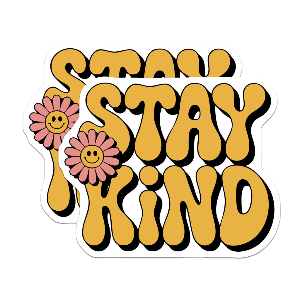 (2 Pack) Stay Kind Magnets - Retro Daisy - Positive Vibe Decor - 5 Inches On Longest Side - Thick Durable Magnet - Made in USA - MAG22123