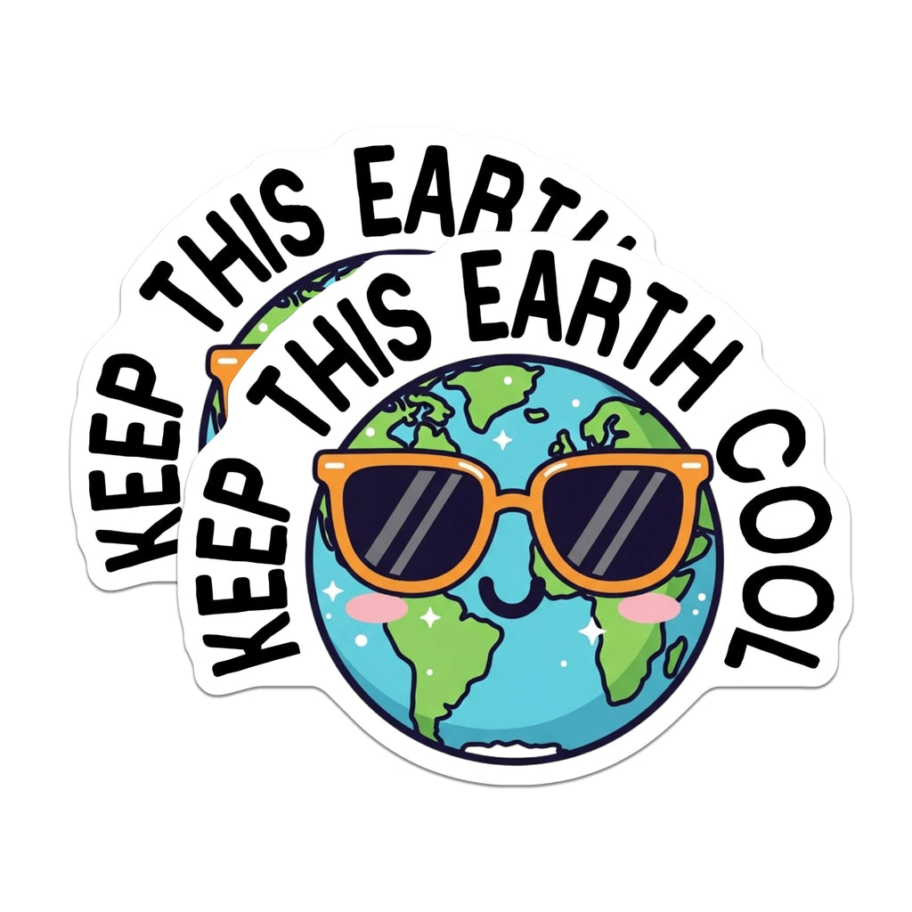 (2 Pack) Keep Earth Cool Magnets - Earth Day Awareness - Climate Change Action - Planet Conservation Decor - 5 Inches On Longest Side - Thick Durable Magnet - Made in USA - MAG22214