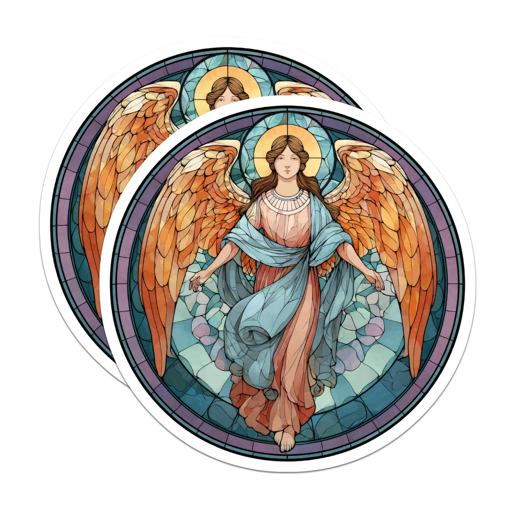 (2 Pack) Angel Magnets - Stained Glass Decor - Religious Kitchen Accessories - 5" On Longest Side - Premium Magnet - for Cars, Refrigerators, Toolboxes, Lockers - Made in USA - MAG14673