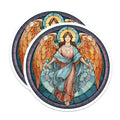 (2 Pack) Angel Magnets - Stained Glass Decor - Religious Kitchen Accessories - 5" On Longest Side - Premium Magnet - for Cars, Refrigerators, Toolboxes, Lockers - Made in USA - MAG14673