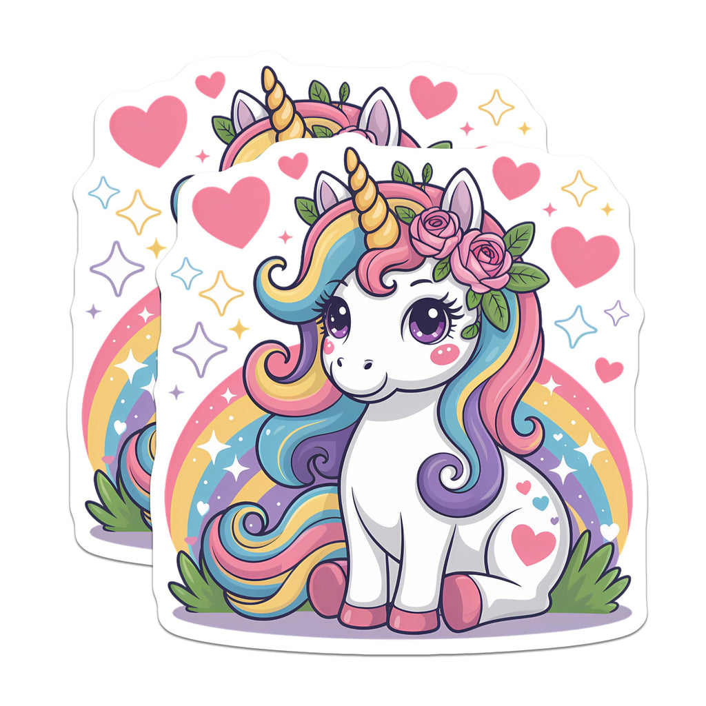 (2 Pack) Cute Unicorn Magnets - Rainbow Unicorn Decor - Fantasy Animal Refrigerator Magnets - 5 Inches On Longest Side - Thick Durable Magnet - Made in USA - MAG20774