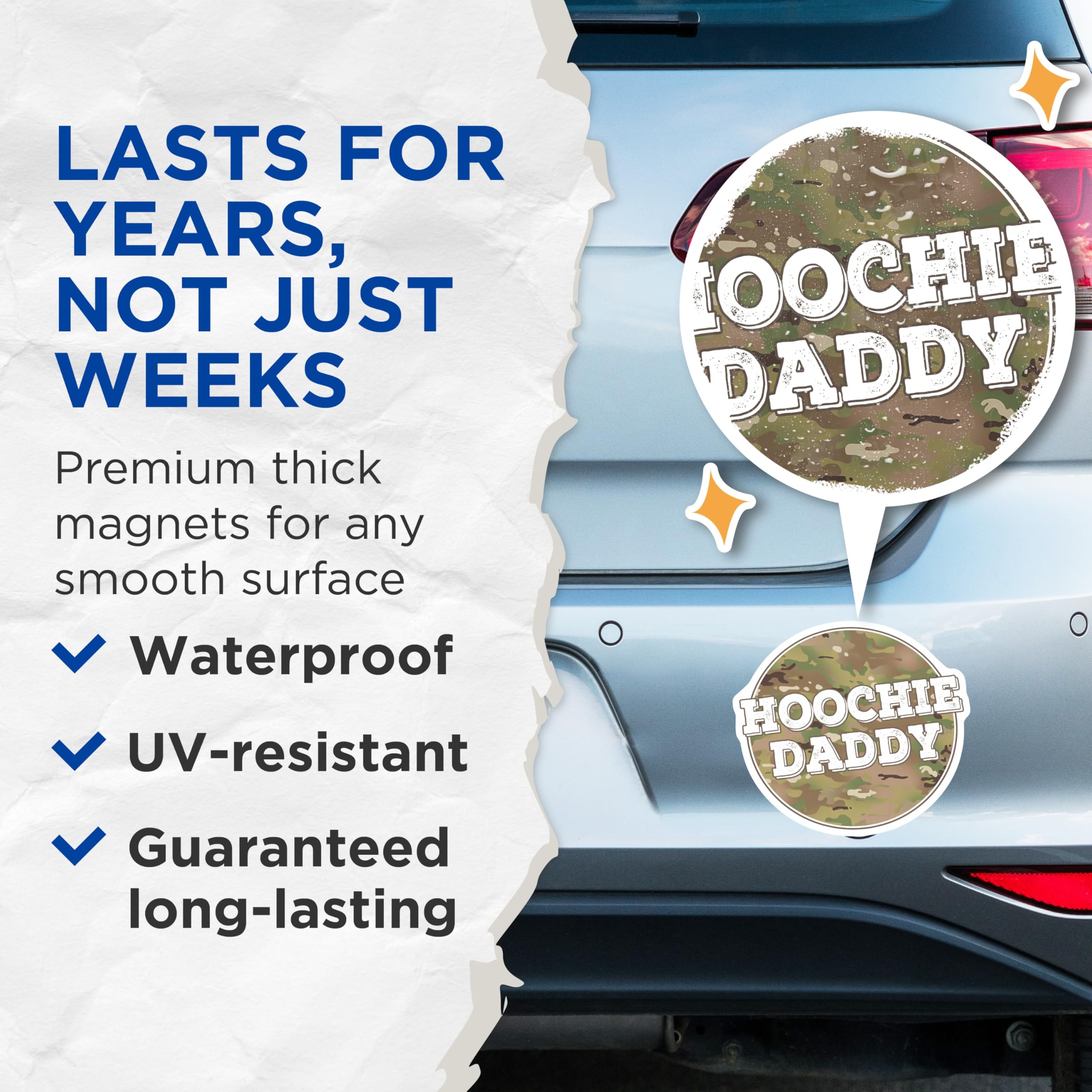 (2 Pack) Hoochie Daddy Magnets - Camouflage Design - Funny Humor Decal - 5" On Longest Side - Premium Magnet - for Cars, Refrigerators, Toolboxes, Lockers - Made in USA - MAG15914