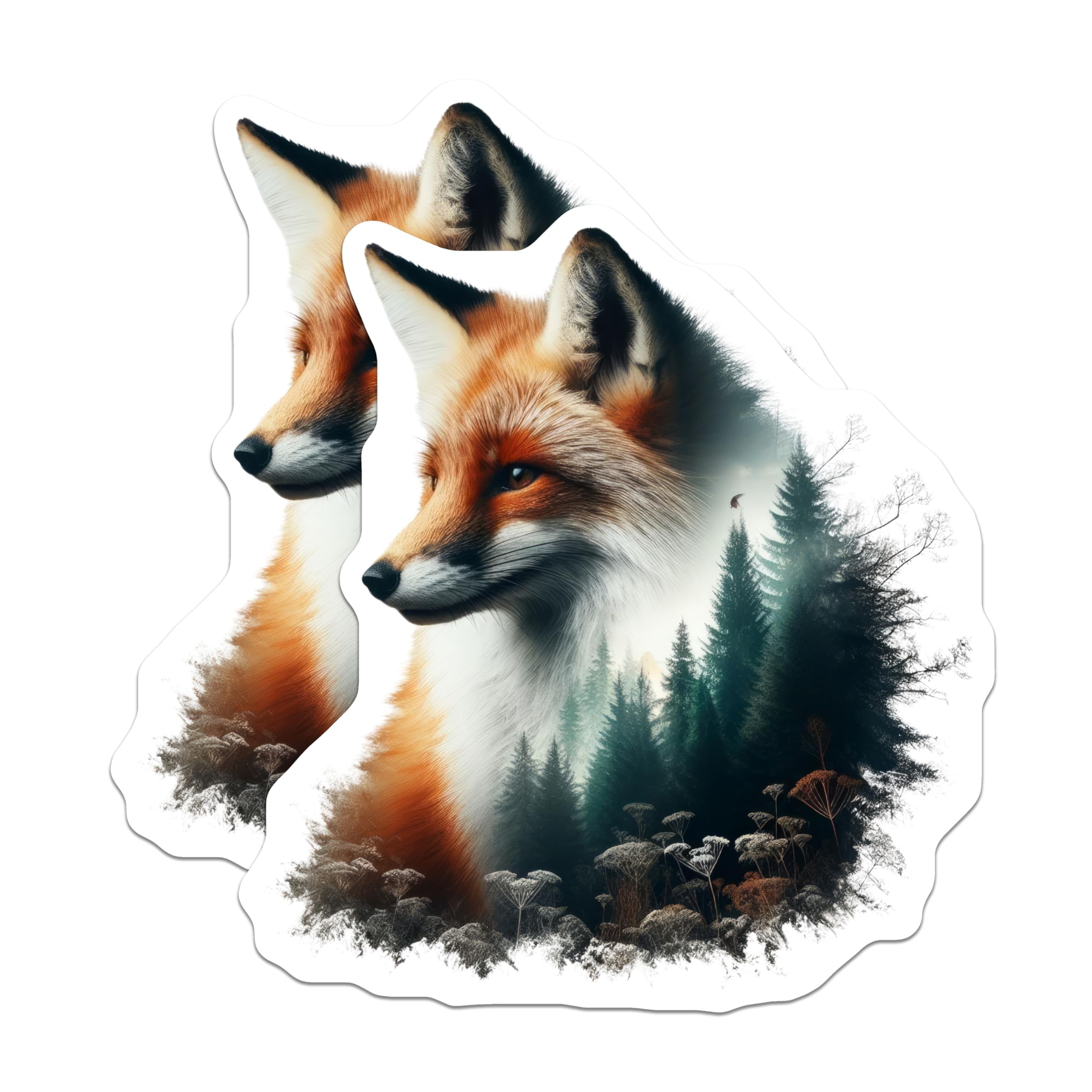 (2 Pack) Fox Magnets - Woodland Animal Decor - Forest Scene Magnets - 5" On Longest Side - Premium Magnet - for Cars, Refrigerators, Toolboxes, Lockers - Made in USA - MAG15459