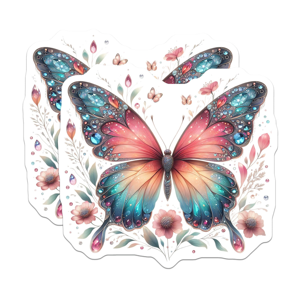 (2 Pack) Butterfly Magnets - Floral Decor - Decorative Magnets - 5" On Longest Side - Premium Magnet - for Cars, Refrigerators, Toolboxes, Lockers - Made in USA - MAG14145